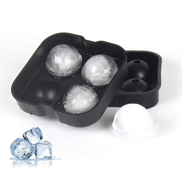 2 Pack 4 Round Ice Hockey Molds with Lid Silicone Ice Tray Ice Box Molds