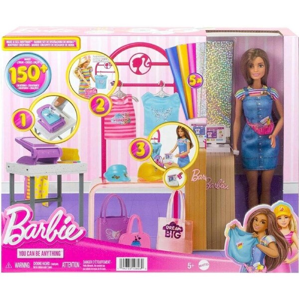 Barbie Make & Sell Boutique Playset With Brunette Doll HKT78