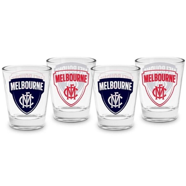 Melbourne Demons AFL Team Logo 50ml Shot Glasses Bar Set of 4