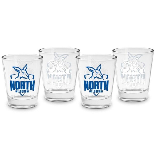 North Melbourne Kangaroos AFL Team Logo 50ml Shot Glasses Bar Set of 4