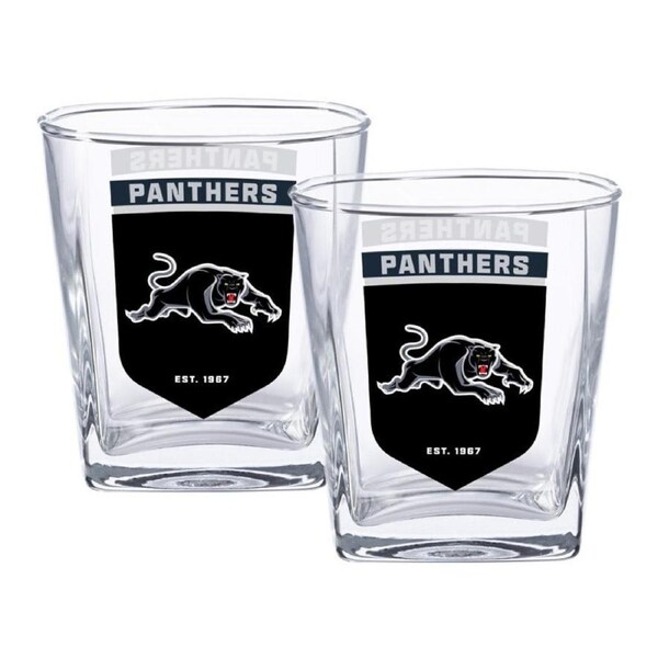 Penrith Panthers NRL Set of 2 Spirit Glasses 250ml Glass Logo Design