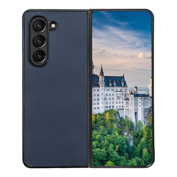 ZUSLAB Galaxy Z Fold 5 Case Leather Anti-Drop Shockproof Ultra Thin Slim Durable Protective Phone Cover for Samsug (2023) - Blue