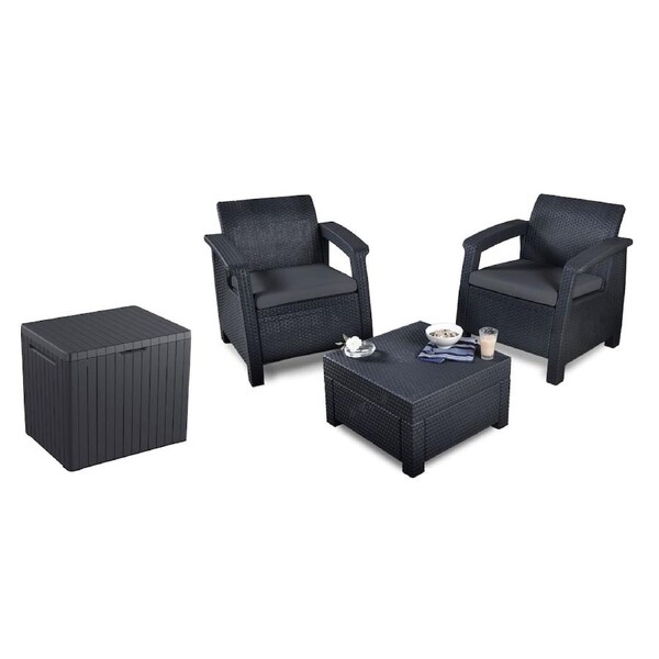 Keter Corfu Outdoor Balcony Set with City Storage Box