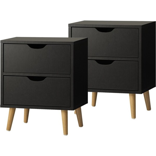Oikiture 2 X Bedside Tables Side Table Bedroom Furniture Black