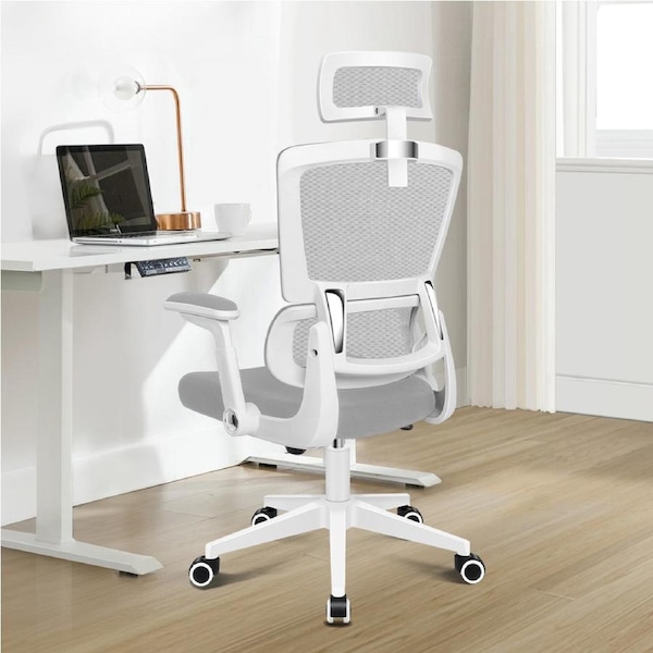 ALFORDSON Mesh Office Chair Ergonomic Seat White & Light Grey