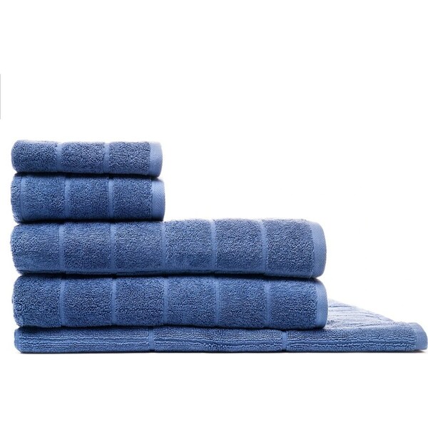 5pc Sheraton Luxury Maison Subway Towel Pack Set Home 100% Cotton River Blue
