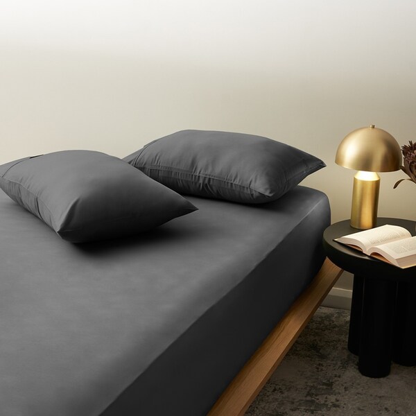 2pc Morrissey Pillowcase Pack 1200TC Coal Luxe Super Soft