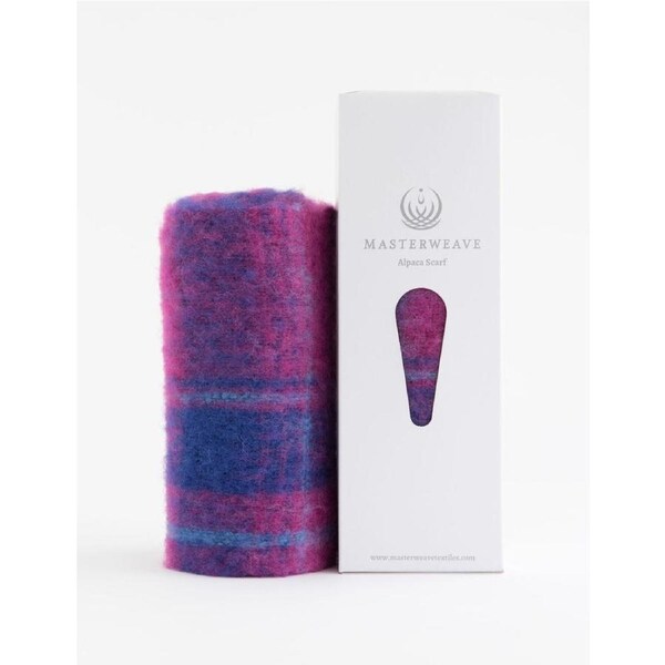 Masterweave Windermere Alpaca Scarf - Royal Fuchsia Check