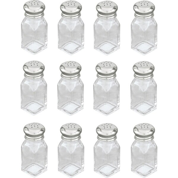 12 x Glass Salt and Pepper Shakers Square 60ml