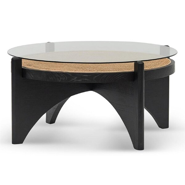 McDaniel 96cm Round Glass Coffee Table - Black