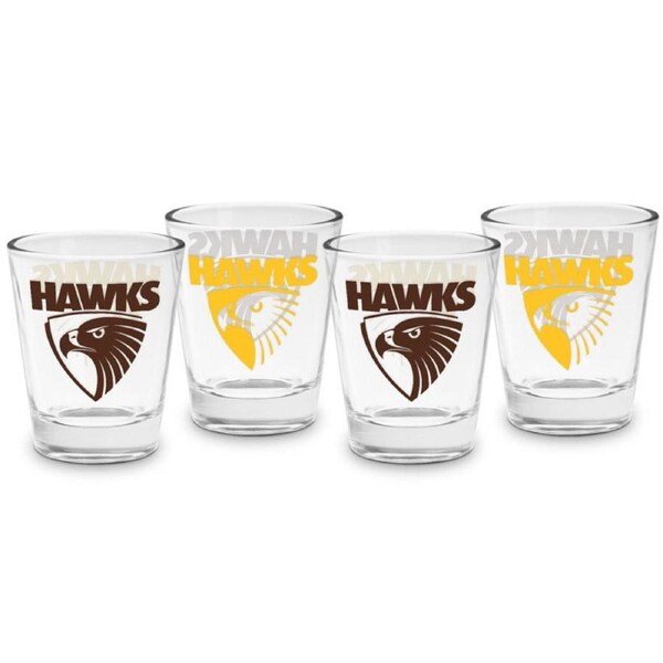 Hawthorn Hawks AFL Team Logo 50ml Shot Glasses Bar Set of 4
