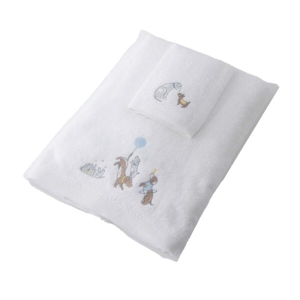 2pc Jiggle & Giggle Puppy Play Bath Towel & Face Washer in Organza Bag 0y+