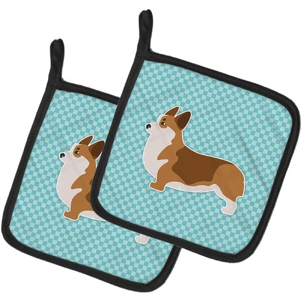 Corgi Blue Pot Holders Set - Heat Resistant Oven Hot Pads for Cooking, Baking & BBQ Caroline's Treasures