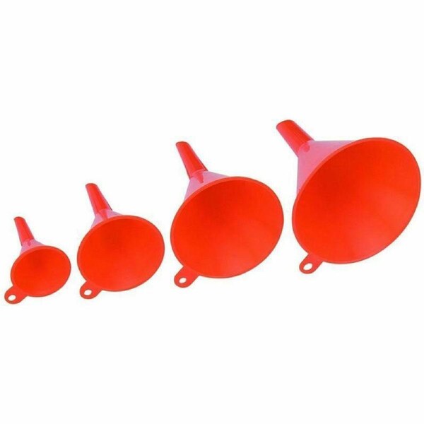4Pcs Red Liquid Plastic Funnel kitchen Funnel Set