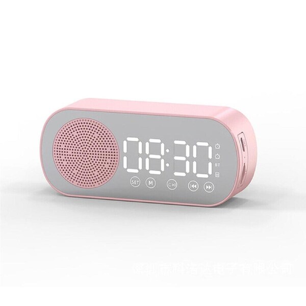 Pink FM Speaker LED Display Portable Alarm Clock Home Decor Bluetooth Radio