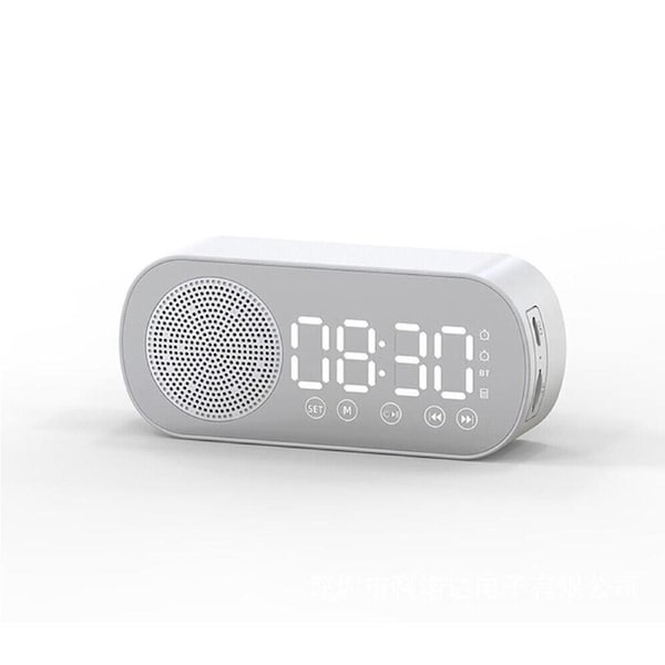 White FM Speaker LED Display Portable Alarm Clock Home Decor Bluetooth Radio