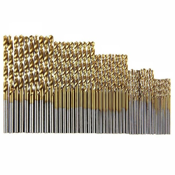 50PCS Drill Bits Set Titanium Coated HSS High Speed Steel 1/1.5/2/2.5/3mm