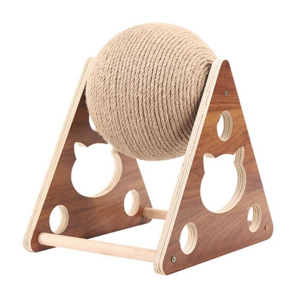 Cat Scratcher Toys Natural Cat Scratching Ball Wooden Frame Pet Supplies