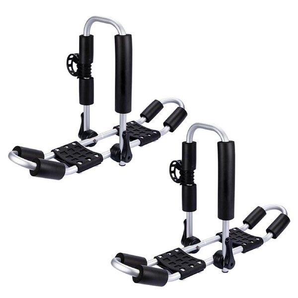 2 Bilateral Kayaks Roof Racks Carrier Canoe Holder Folding Universal J-Bar