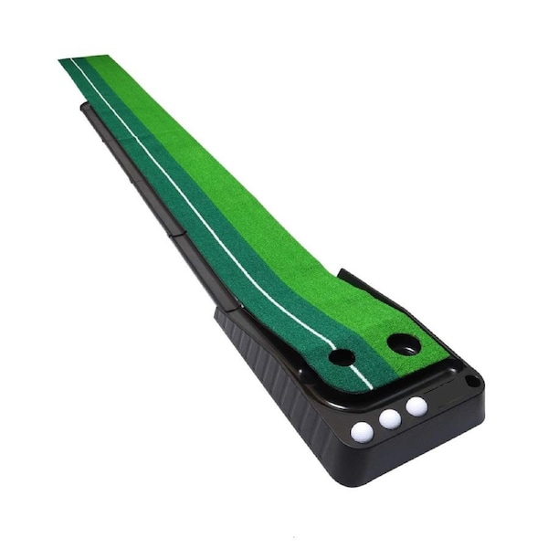 Portable Auto-Return Golf Practice Putting Mat Putter Trainer Indoors Outdoors