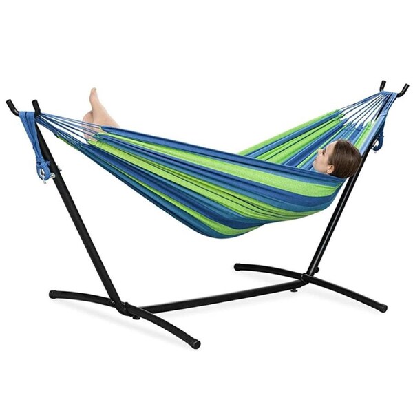 Double Hammock with Detachable Stand Includes Portable Carrying Bag 450 lb Capacity