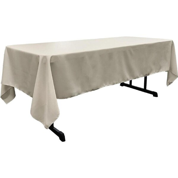 LA Linen Polyester Poplin Rectangular Tablecloth, 60 by 102-Inch (152 by 259 cm), Grey Light