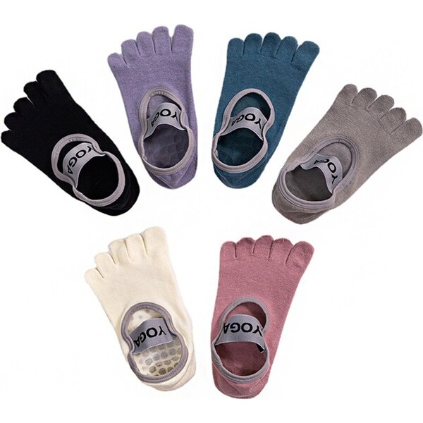 6 Pairs Yoga Socks Ladies Five Finger Anti-Slip Breathable Pilates Socks