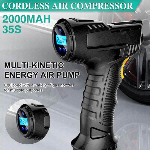 Automatic Cordless Car Tyre Inflator Handheld LCD Digital Air Compressor Pump