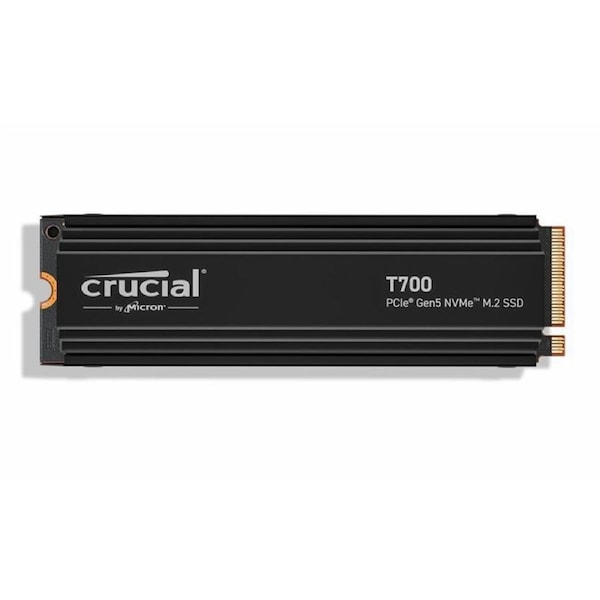 Crucial T700 1TB Gen5 NVMe SSD Heatsink - 11700/9500 MB/s R/W 600TBW 1500K IOPs 1.5M hrs MTTF with DirectStorage for Intel 13th Gen & AMD Ryzen 7000