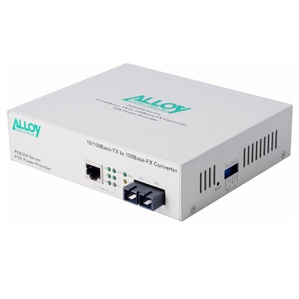 Alloy POE200SC.20 10/100Base-TX to 100Base-FX Single Mode Fibre (SC) Converter, provides PoE power (RJ-45). 20km