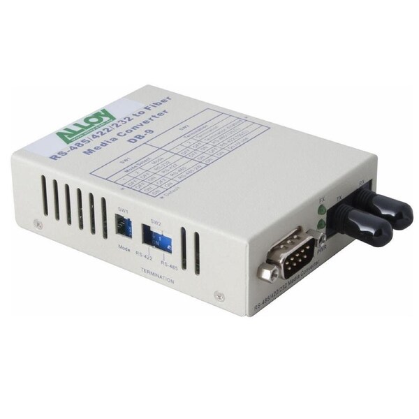 Alloy SCR460ST-1 RS-232/422/485 Serial DB-9 to Multimode Fibre Converter. Max. range 2Km