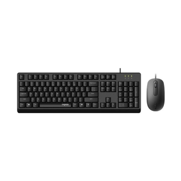 RAPOO X130pro - Wired Keyboard and Mice Combo Black with Spill Resistant / 1000dpi Optical Business and Office choice