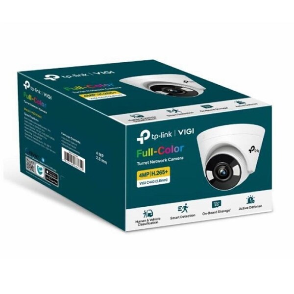TP-Link VIGI 5MP C450(4mm) Full-Colour Turret Network Camera, 4mm Lens, Two-Way Audio, Corridor Mode, Smart Detection 3YW