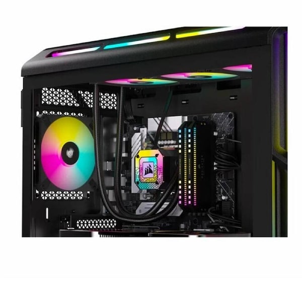 Corsair AF SLIM Series, AF120 RGB SLIM WHITE, 120mmx15mm Fluid Dynamic Bearing RGB PWM Fan, Dual Pack with Lighting Node CORE
