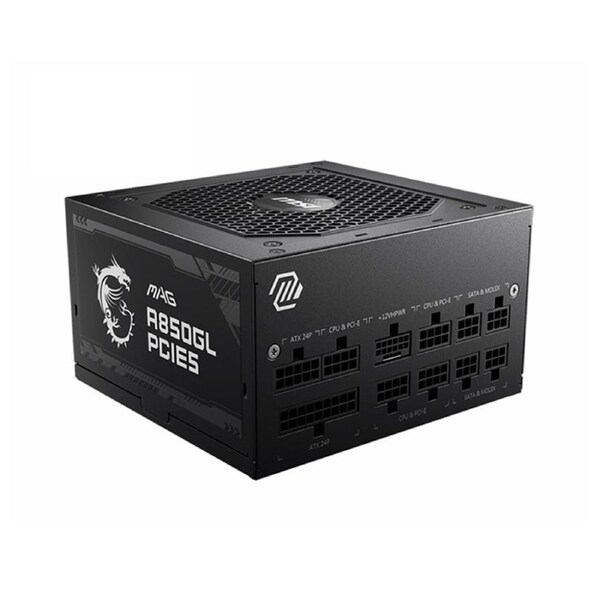 MSI MAG A850GL PCIE5 850W Up to 90% (80 Plus Gold) ATX Power Supply Unit, PFC, 100~240 VAC, 850W, 47-63Hz, PCI-E, SATA, FDD