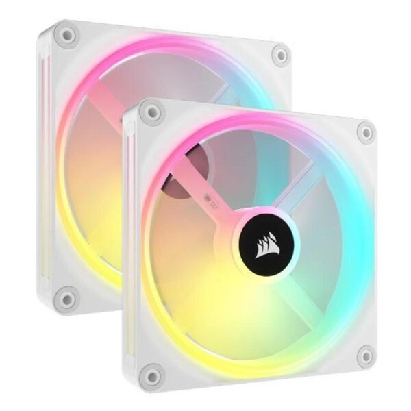 Corsair QX RGB Series, iCUE LINK QX140 RGB WHITE, 140mm Magnetic Dome Bearing. PWM RGB Dual Fan, Starter Kit