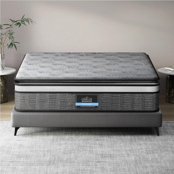 Giselle 34cm Mattress 7 Zone Pillow Top Bed Pocket Spring Bamboo Fabric Queen