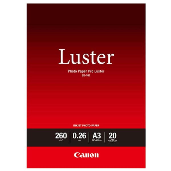 Canon LU101A3 260gsm Photo Paper Pro Luster A3 - 20 Sheets