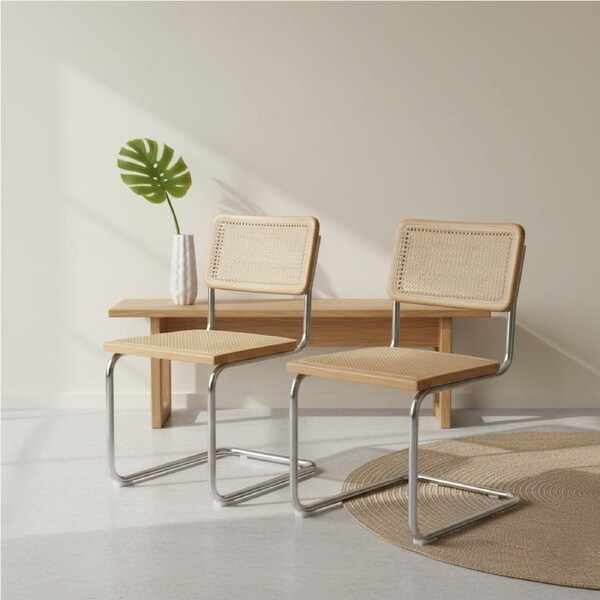 1 Set of 2 Levede Replica Cesca Rattan Cantilever Dining Chairs