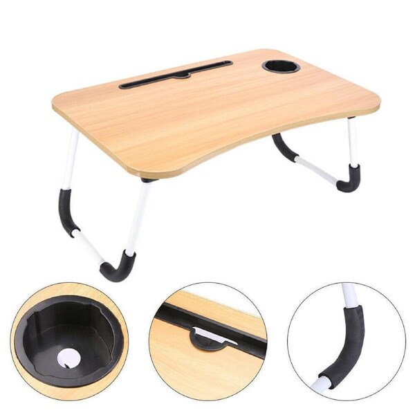 Laptop Table Foldable Lap Desk W/ Coffee Cup Slot for office Indoor USB