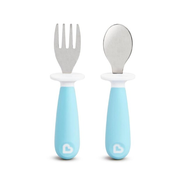 Munchkin Raise Toddler Fork & Spoon Set Toddler Utensils - Blue