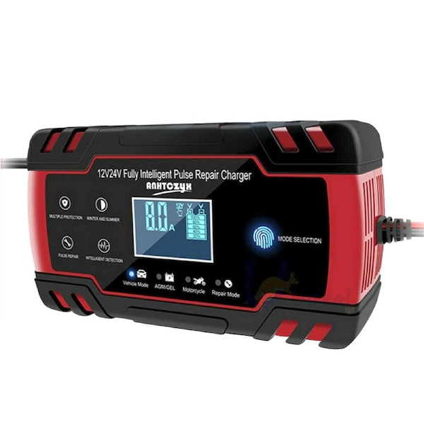 12V/24V 8A Smart Car Battery Charger LCD Automatic Repair 4WD Boat Caravan Truck
