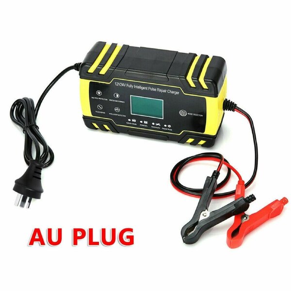 Car Battery Charger 12V/24V LCD Smart Battery Repair Boat Caravan Truck