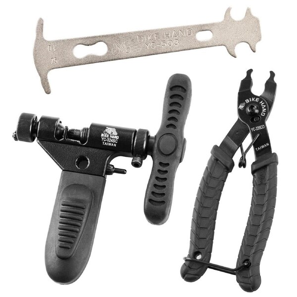 BIKEHAND Bike Bicycle Chain Wear Checker, Quick Master Link Pliers & Chain Breaker Rivet Tool - Professional Chain Tool Kit