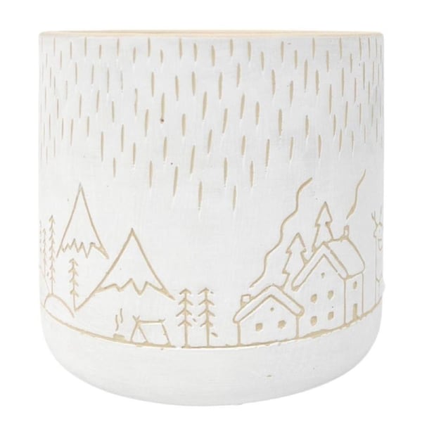 Christmas Scene Planter White 13cm