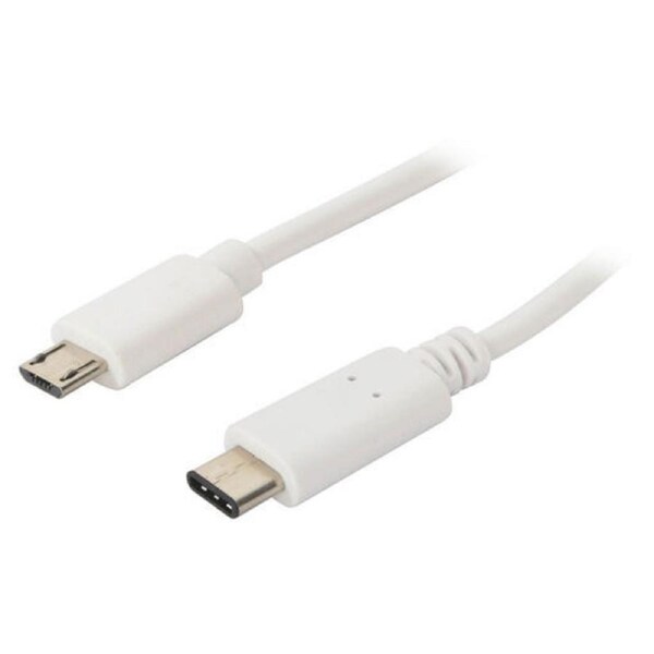 1m USB Type C Plug to USB Micro Plug Data & Power Cable - White