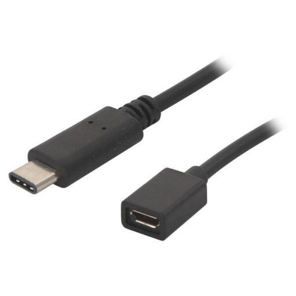 20cm USB Type C Plug to USB Micro B Socket Cable - Black