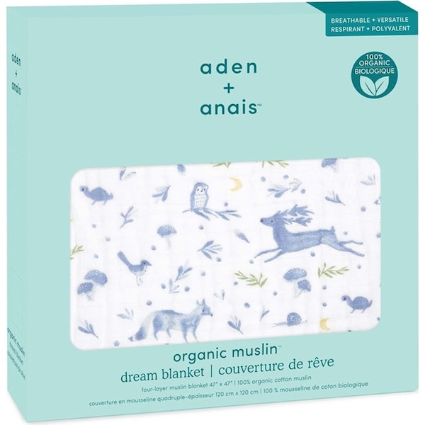 Aden Anais Outdoors Organic 120cm 100% Cotton Muslin Baby Blanket Swaddle Blue