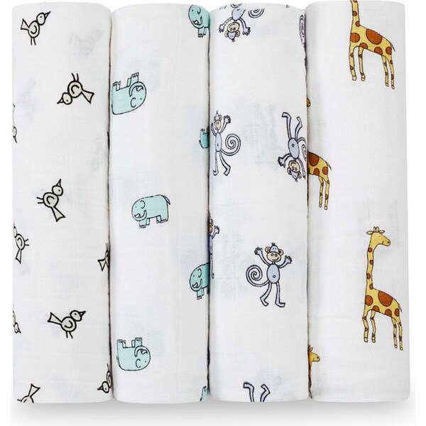 4PK Aden Anais Jungle Jam 112x112cm Classic Baby Swaddle Cotton Muslin Blanket