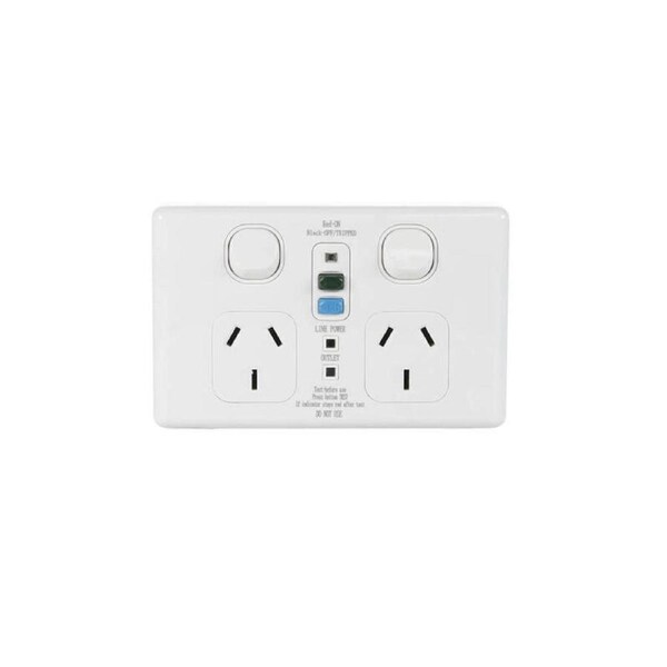 NLS 30555 - RCD Protected Double GPO 2x10A - White